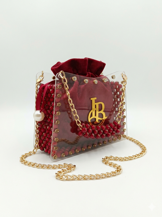 Square Shape, Pearl & Acrylic Purse