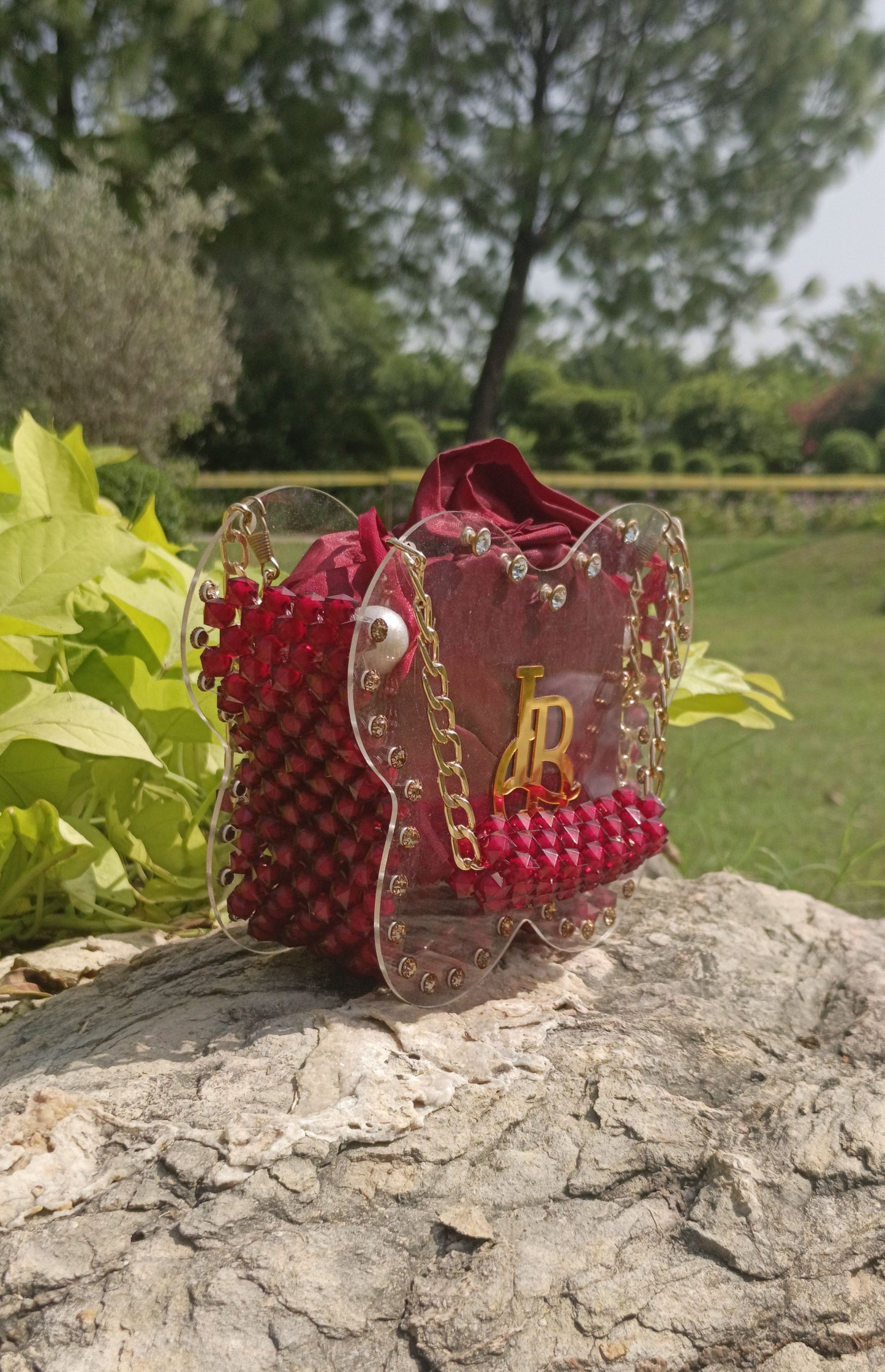 Butterfly Shape, Pearl & Acrylic Purse