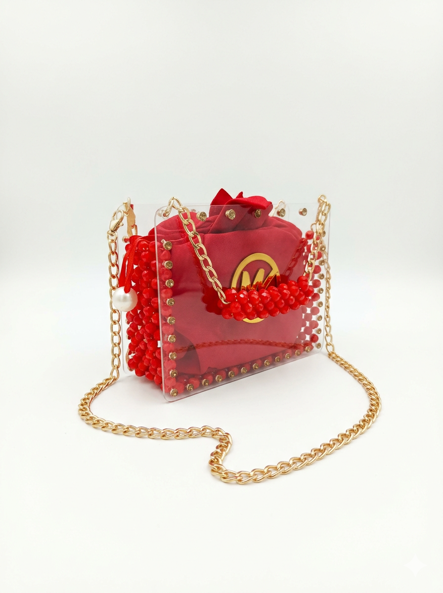 Square Shape, Pearl & Acrylic Purse