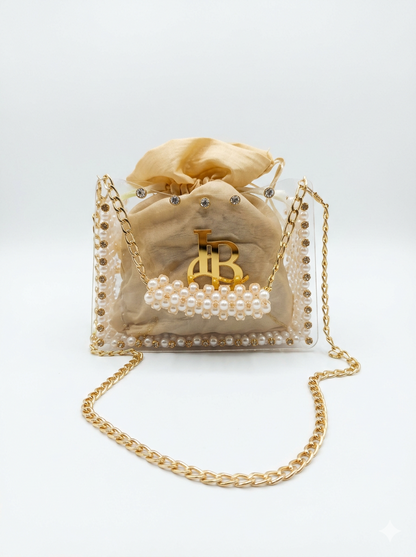 Square Shape, Pearl & Acrylic Purse