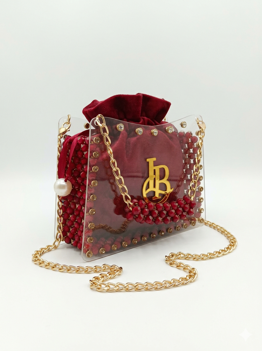 Square Shape, Pearl & Acrylic Purse