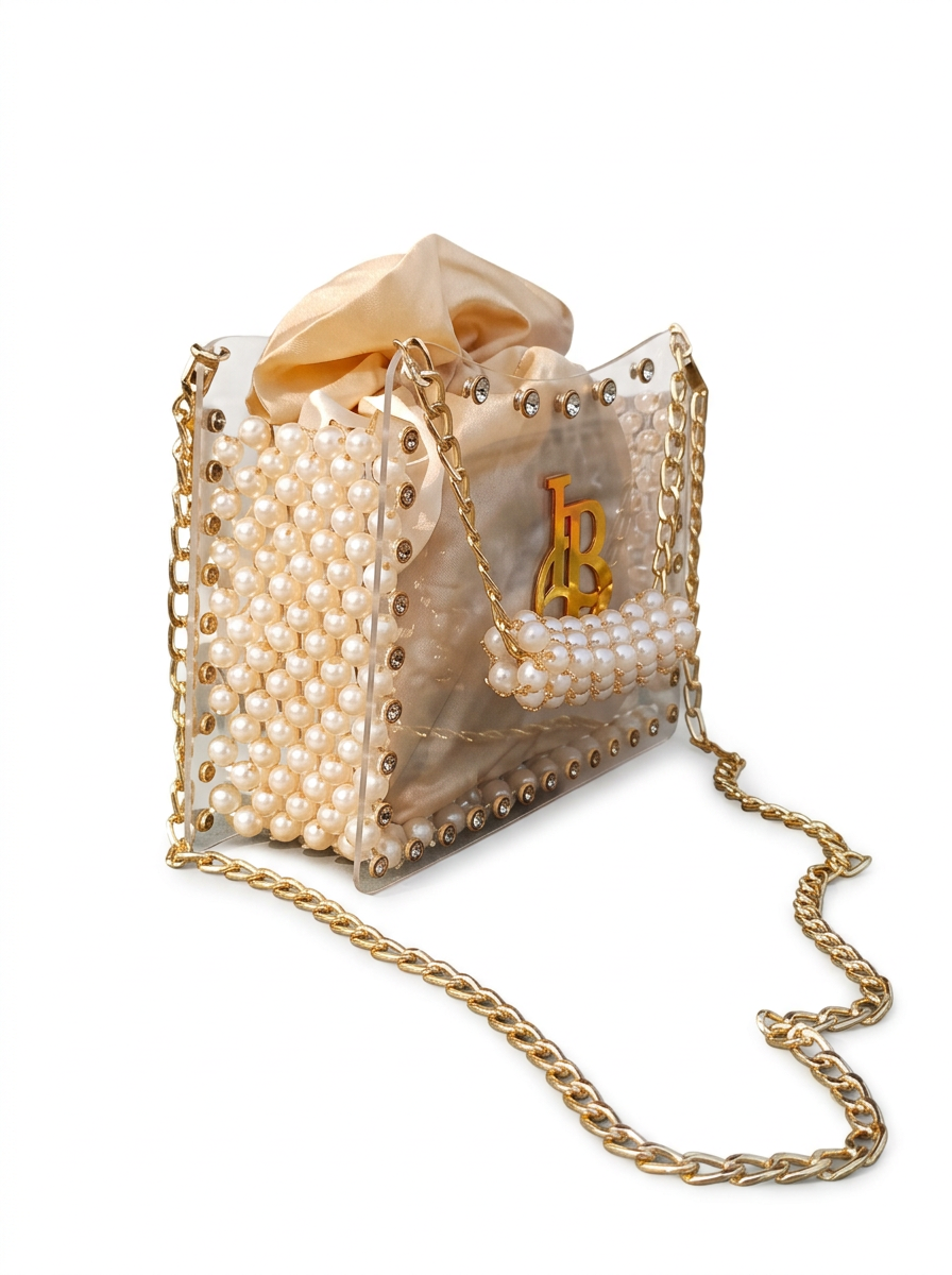Square Shape, Pearl & Acrylic Purse