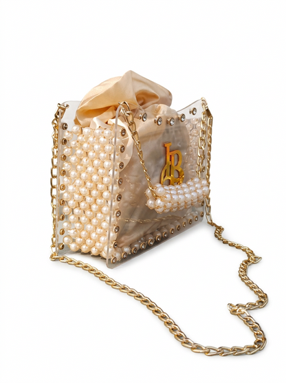 Square Shape, Pearl & Acrylic Purse