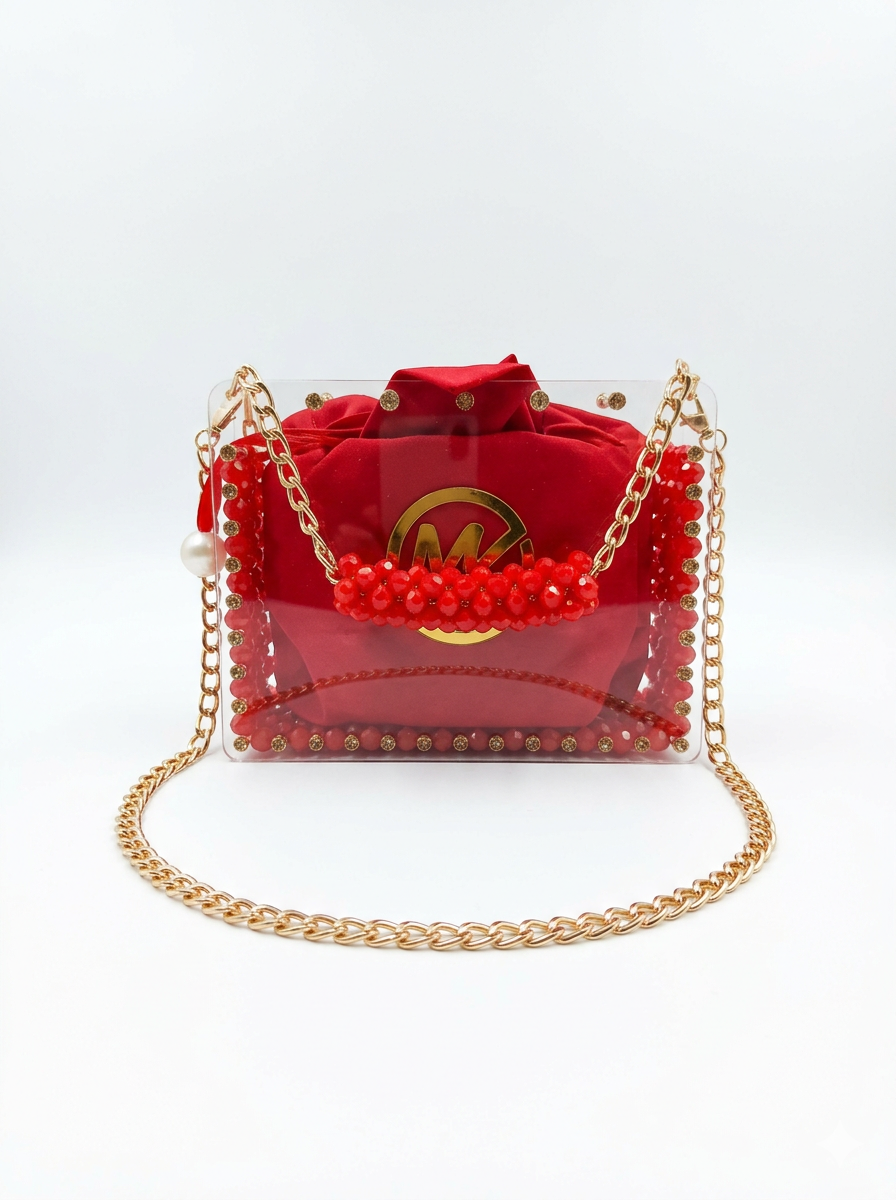 Square Shape, Pearl & Acrylic Purse