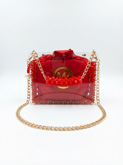 Square Shape, Pearl & Acrylic Purse