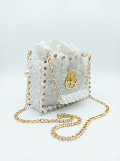 Square Shape, Pearl & Acrylic Purse