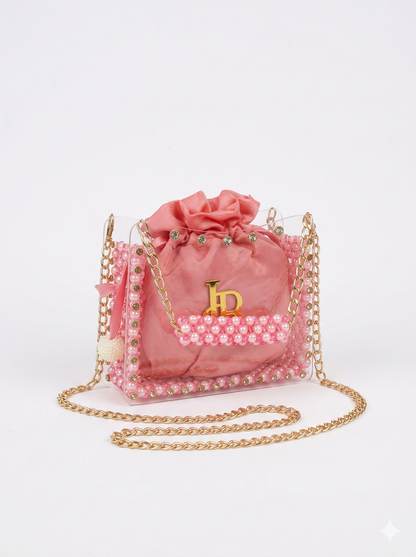 Square Shape, Pearl & Acrylic Purse
