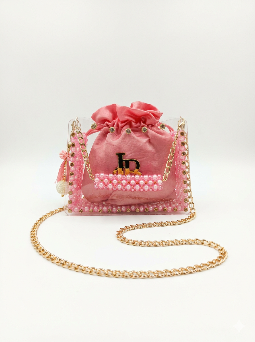 Square Shape, Pearl & Acrylic Purse