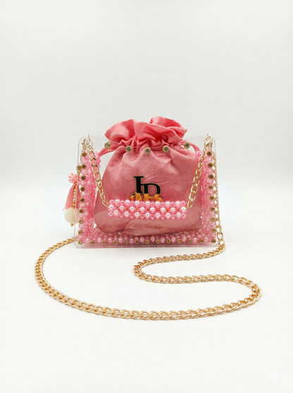 Square Shape, Pearl & Acrylic Purse